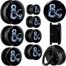 Load image into Gallery viewer, Licensed Dungeons &amp; Dragons Ampersand Black Screw Fit Plug Set
