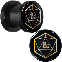 Load image into Gallery viewer, Licensed Dungeons &amp; Dragons D20 Dice Black Screw Fit Plug Set

