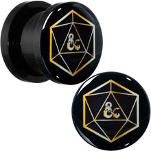 Load image into Gallery viewer, Licensed Dungeons &amp; Dragons D20 Dice Black Screw Fit Plug Set
