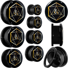 Load image into Gallery viewer, Licensed Dungeons &amp; Dragons D20 Dice Black Screw Fit Plug Set
