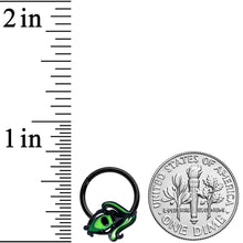 Load image into Gallery viewer, 16G 3/8 Black Striking Peacock Feather Hinged Segment Ring
