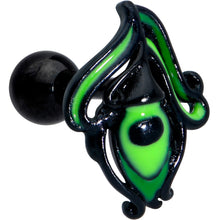 Load image into Gallery viewer, 16G 1/4 Black Striking Peacock Feather Cartilage Tragus Earring
