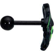Load image into Gallery viewer, 16G 1/4 Black Striking Peacock Feather Cartilage Tragus Earring
