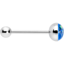 Load image into Gallery viewer, Blue Faux Opal Disc Top Barbell Tongue Ring

