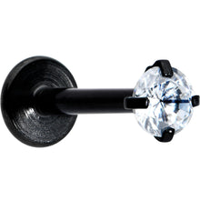 Load image into Gallery viewer, 16G 5/16 Clear Gem Black Round End Internally Threaded Labret Tragus
