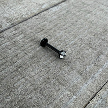 Load image into Gallery viewer, 16G 5/16 Clear Gem Black Round End Internally Threaded Labret Tragus
