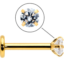 Load image into Gallery viewer, 16G 5/16 Clear Gem Gold Tone Round Internal Thread Labret Tragus
