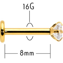 Load image into Gallery viewer, 16G 5/16 Clear Gem Gold Tone Round Internal Thread Labret Tragus
