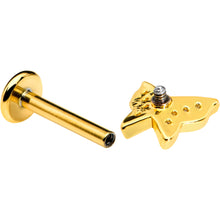 Load image into Gallery viewer, 16G 5/16 Clear Gem Gold Tone Butterfly Internally Threaded Labret
