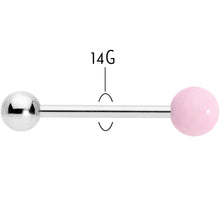 Load image into Gallery viewer, Pink Rose Quartz End Barbell Tongue Ring
