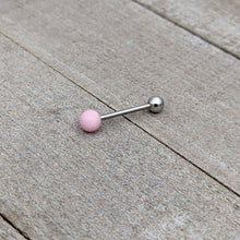 Load image into Gallery viewer, Pink Rose Quartz End Barbell Tongue Ring
