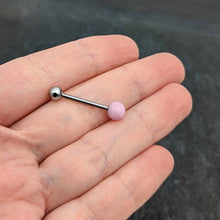 Load image into Gallery viewer, Pink Rose Quartz End Barbell Tongue Ring
