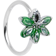 Load image into Gallery viewer, 20G 5/16 Green Gem Textured Pot Leaf Nose Hoop

