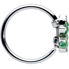 Load image into Gallery viewer, 20G 5/16 Green Gem Textured Pot Leaf Nose Hoop
