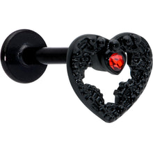 Load image into Gallery viewer, 16G 5/16 Red Gem Black Steampunk Skull Labret Monroe Tragus
