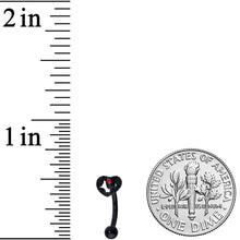 Load image into Gallery viewer, 16G 5/16 Red Gem Black Steampunk Skeleton Curved Eyebrow Ring
