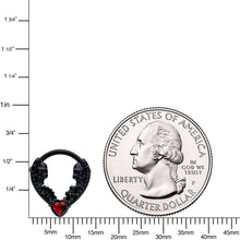 Load image into Gallery viewer, 16G 3/8 Red Gem Black Steampunk Skeleton Heart Cartilage Clicker
