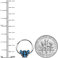 Load image into Gallery viewer, 16G 3/8 Blue Textured Butterfly Hinged Segment Ring
