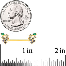 Load image into Gallery viewer, 14G 9/16 Clear CZ Gem Gold Tone Bunch Grapes Nipple Ring Set
