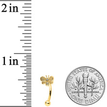 Load image into Gallery viewer, 16G 5/16 Clear Gem Gold Tone Beauty Bee Curved Eyebrow Ring

