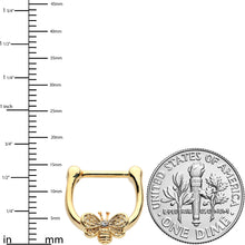 Load image into Gallery viewer, 16G 5/16 Clear Gem Gold Tone Beauty Bee Cartilage Clicker
