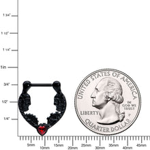 Load image into Gallery viewer, 16G 5/16 Red Gem Black Steampunk Skeleton Heart Cartilage Clicker
