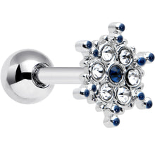 Load image into Gallery viewer, 16G 1/4 Clear Blue Gem Festive Snowflake Cartilage Tragus Earring

