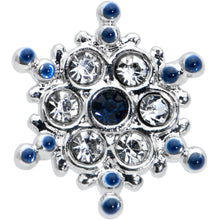 Load image into Gallery viewer, 16G 1/4 Clear Blue Gem Festive Snowflake Cartilage Tragus Earring
