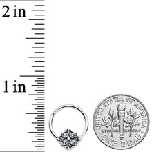 Load image into Gallery viewer, 16G 3/8 Clear Gem Rhombus Flower Hinged Segment Ring
