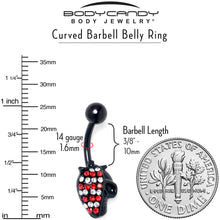 Load image into Gallery viewer, Red Clear Gem Black Skull Halloween Belly Ring
