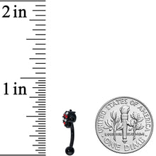 Load image into Gallery viewer, 16G 5/16 Red Clear Gem Black Skull Halloween Curved Eyebrow Ring
