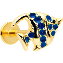 Load image into Gallery viewer, 16G 5/16 Gold Tone Blue Adorable Angelfish Labret Monroe Tragus
