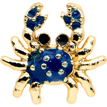 Load image into Gallery viewer, 16G 1/4 Gold Tone Blue Crab Nautical Cartilage Tragus Earring
