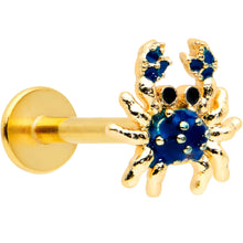Load image into Gallery viewer, 16G 5/16 Gold Tone Blue Crab Nautical Labret Monroe Tragus

