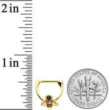Load image into Gallery viewer, 16G 5/16 Black Gem Gold Tone Angular Bee Cartilage Clicker
