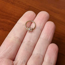 Load image into Gallery viewer, 16G 3/8 Clear Gem Rose Gold Tone Snowflake Hinged Segment Ring
