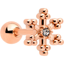 Load image into Gallery viewer, 16G 1/4 Clear Gem Rose Gold Tone Pretty Snowflake Cartilage Tragus
