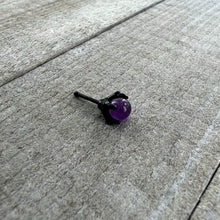 Load image into Gallery viewer, 20G 1/4 Purple Synthetic Amethyst Black Claw Hand Nose Bone

