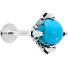 Load image into Gallery viewer, 16G 5/16 Blue Turquoise Claw Hand Labret Monroe Tragus
