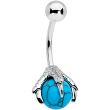 Load image into Gallery viewer, 16G 5/16 Blue Turquoise Skeleton Hand Curved Eyebrow Ring
