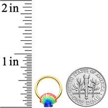 Load image into Gallery viewer, 16G 3/8 Gold Tone Rainbow Scallop Shell Hinged Segment Ring
