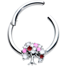 Load image into Gallery viewer, 16G 3/8 Red Gem Luscious Pinks Fruit Tree Hinged Segment Ring
