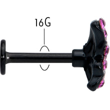 Load image into Gallery viewer, 16G 5/16 Pink Gem Black Midnight Butterfly Labret Monroe Tragus
