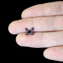 Load image into Gallery viewer, 16G 5/16 Pink Gem Black Midnight Butterfly Labret Monroe Tragus
