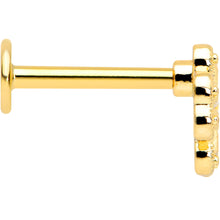 Load image into Gallery viewer, 16G 5/16 Yellow Gem Gold Tone Textured Cross Labret Monroe Tragus
