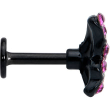 Load image into Gallery viewer, 16G 1/4 Pink Gem Black Midnight Butterfly Labret
