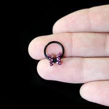Load image into Gallery viewer, 16G 3/8 Pink Gem Black Midnight Butterfly Hinged Segment Ring
