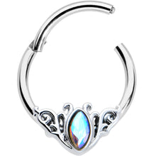 Load image into Gallery viewer, 16G 3/8 Aurora Gem Deco Waves Hinged Segment Ring
