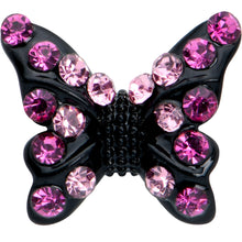 Load image into Gallery viewer, 20G 1/4 Pink Gem Midnight Black Butterfly Nose Bone
