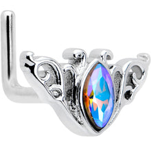 Load image into Gallery viewer, 20G 7mm Aurora Gem Deco Waves L Shape Nose Ring
